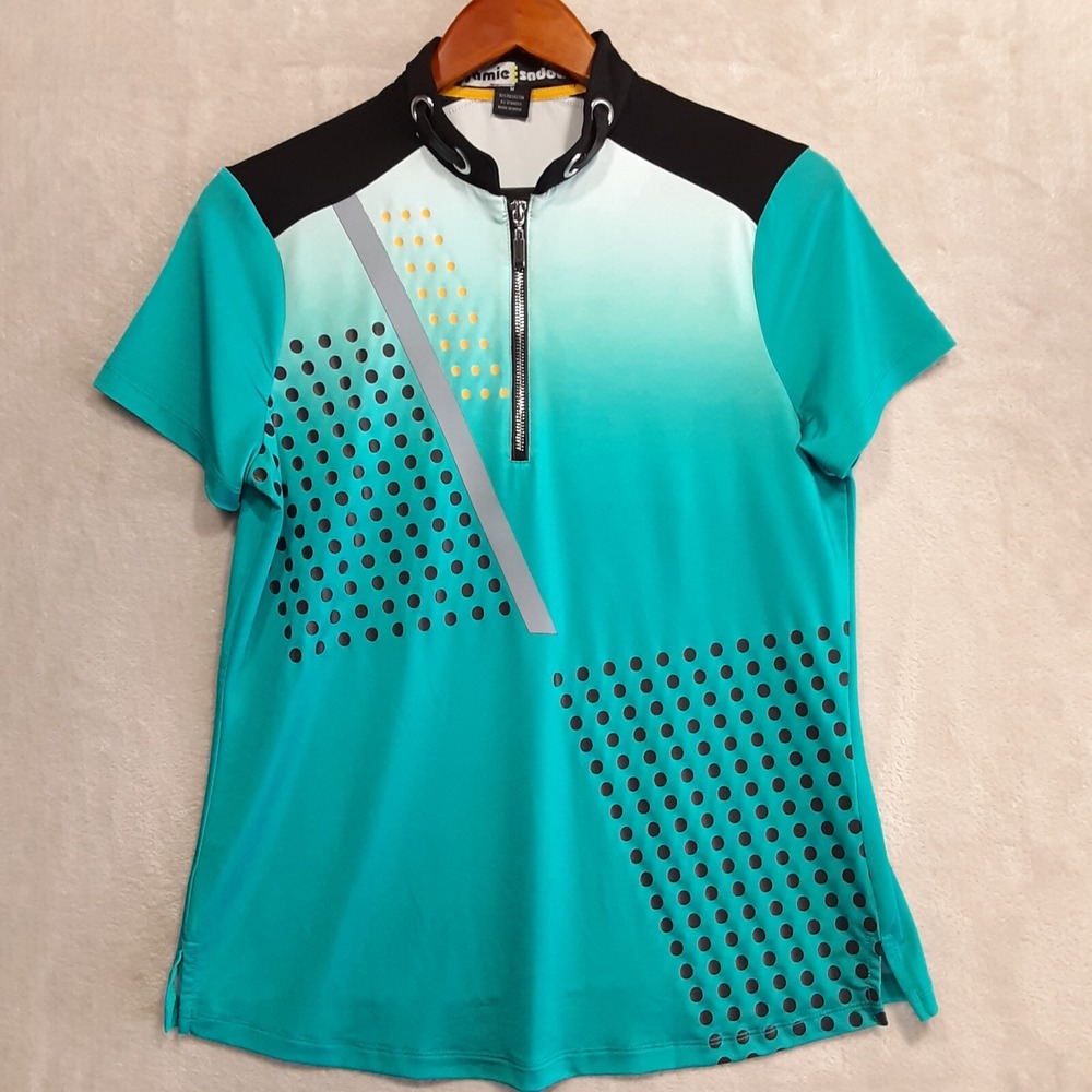 Jamie Sadock Womans 1/4 Zip Golf Shirt.M Blue Black Gradient Dotted Pattern